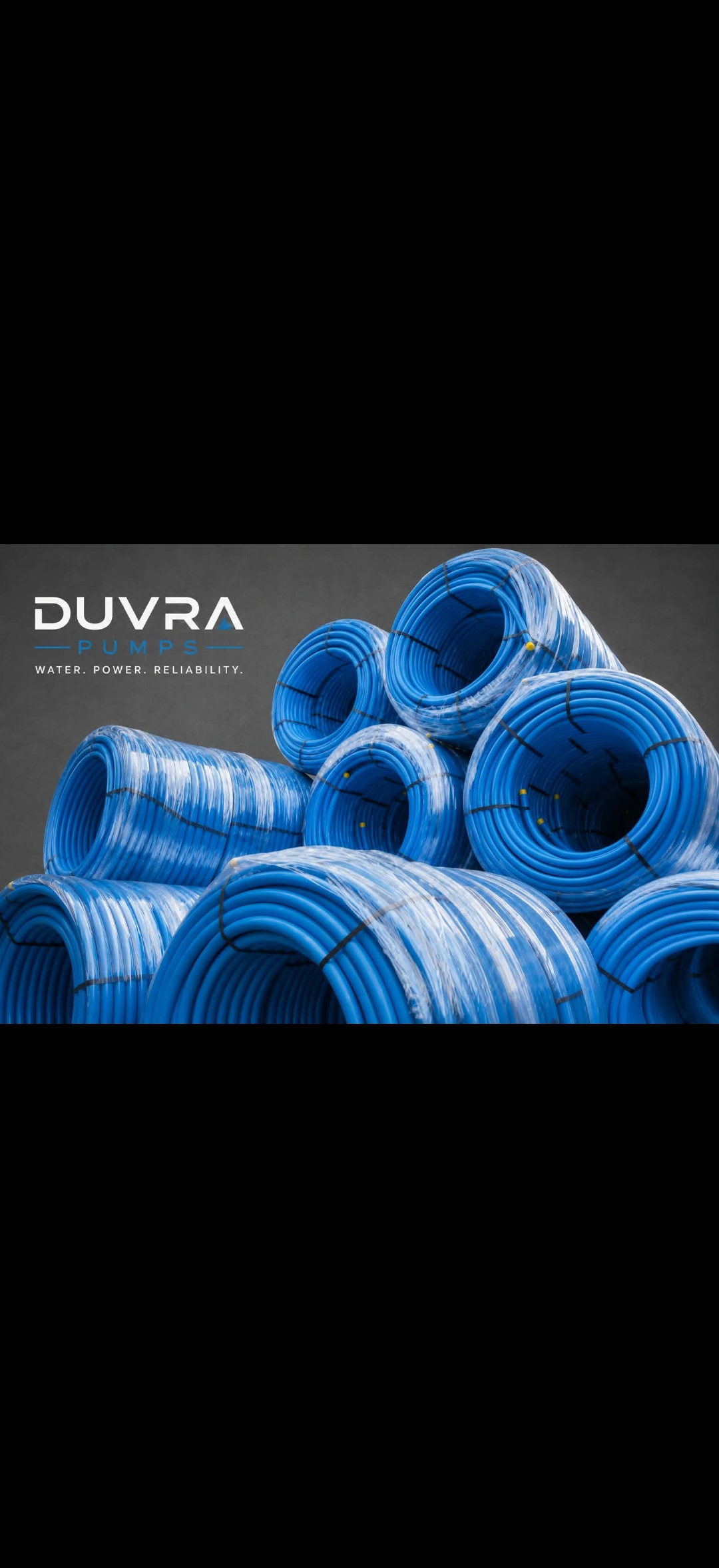 Stock of blue water pipe coils in multiple diameters